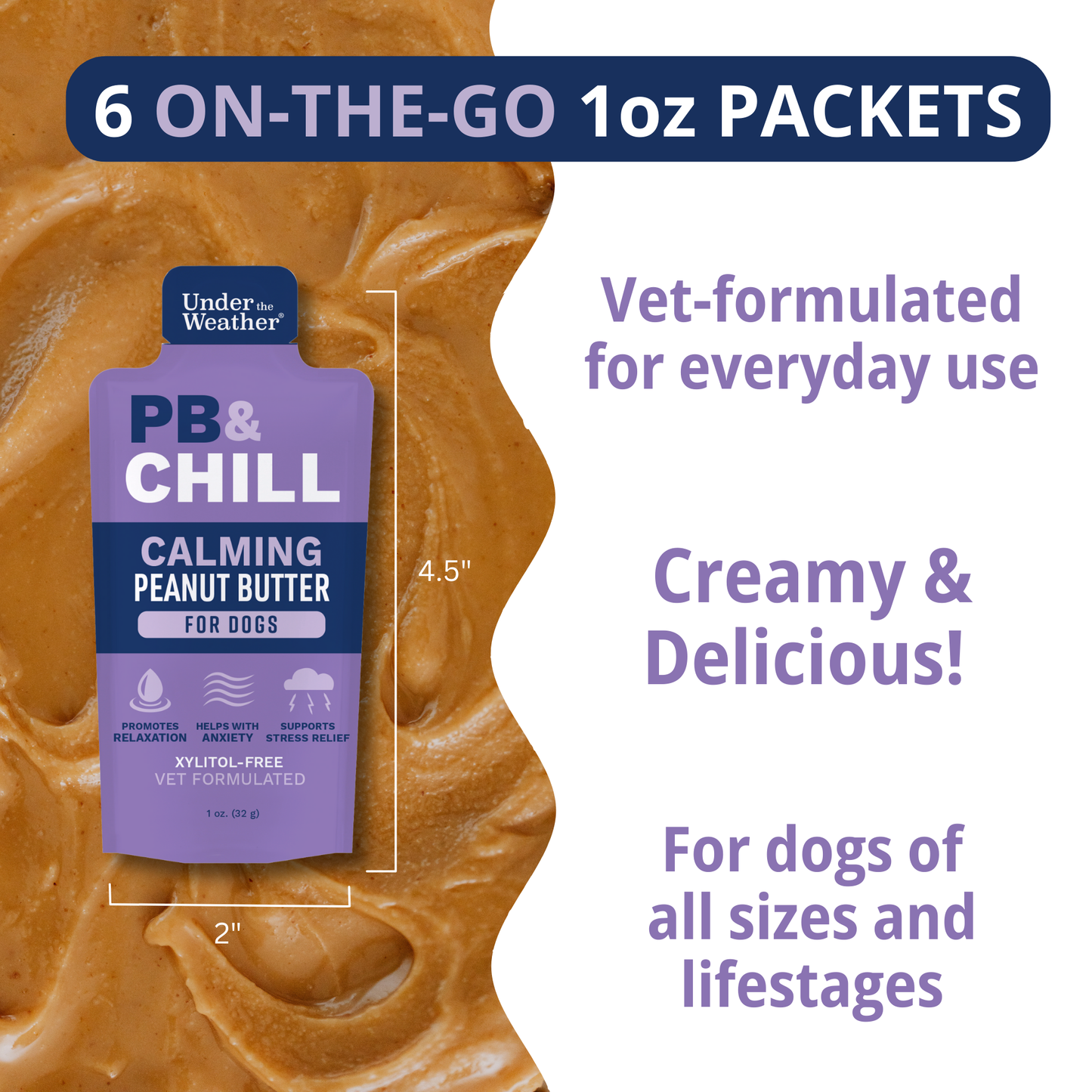 PB&CHILL® Calming Peanut Butter For Dogs - 6 Packets