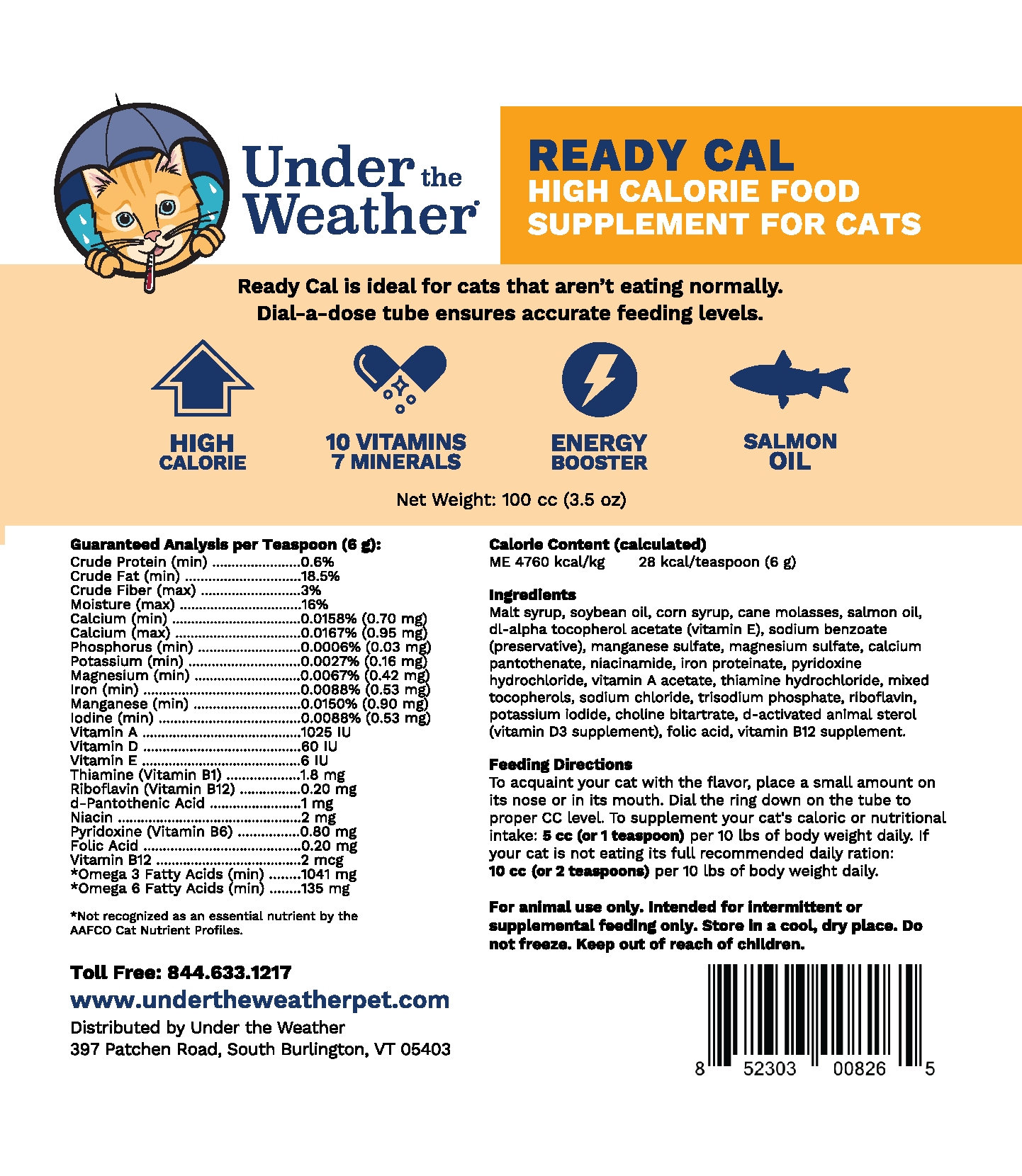 Ready Cal® High-Calorie Supplement For Cats - 100cc