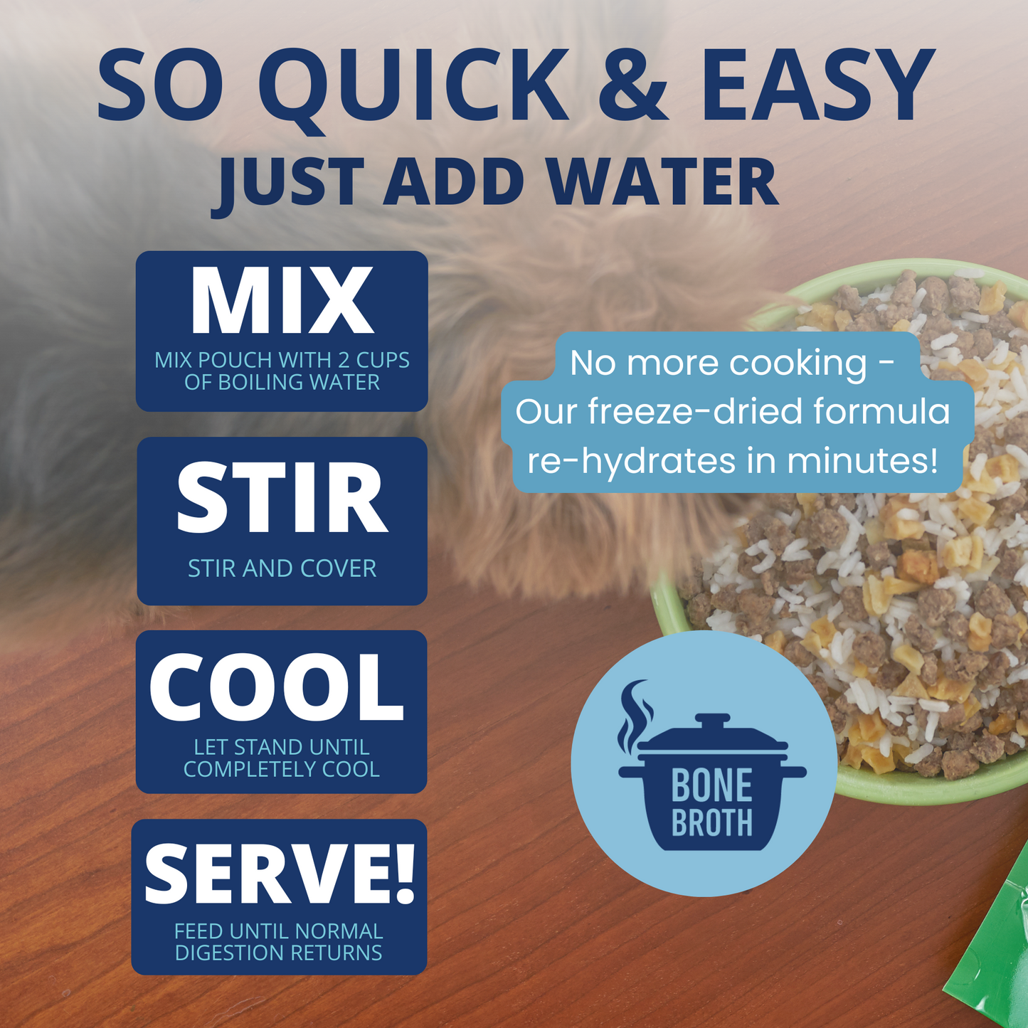Chicken, Rice, & Bone Broth Bland Diet For Dogs