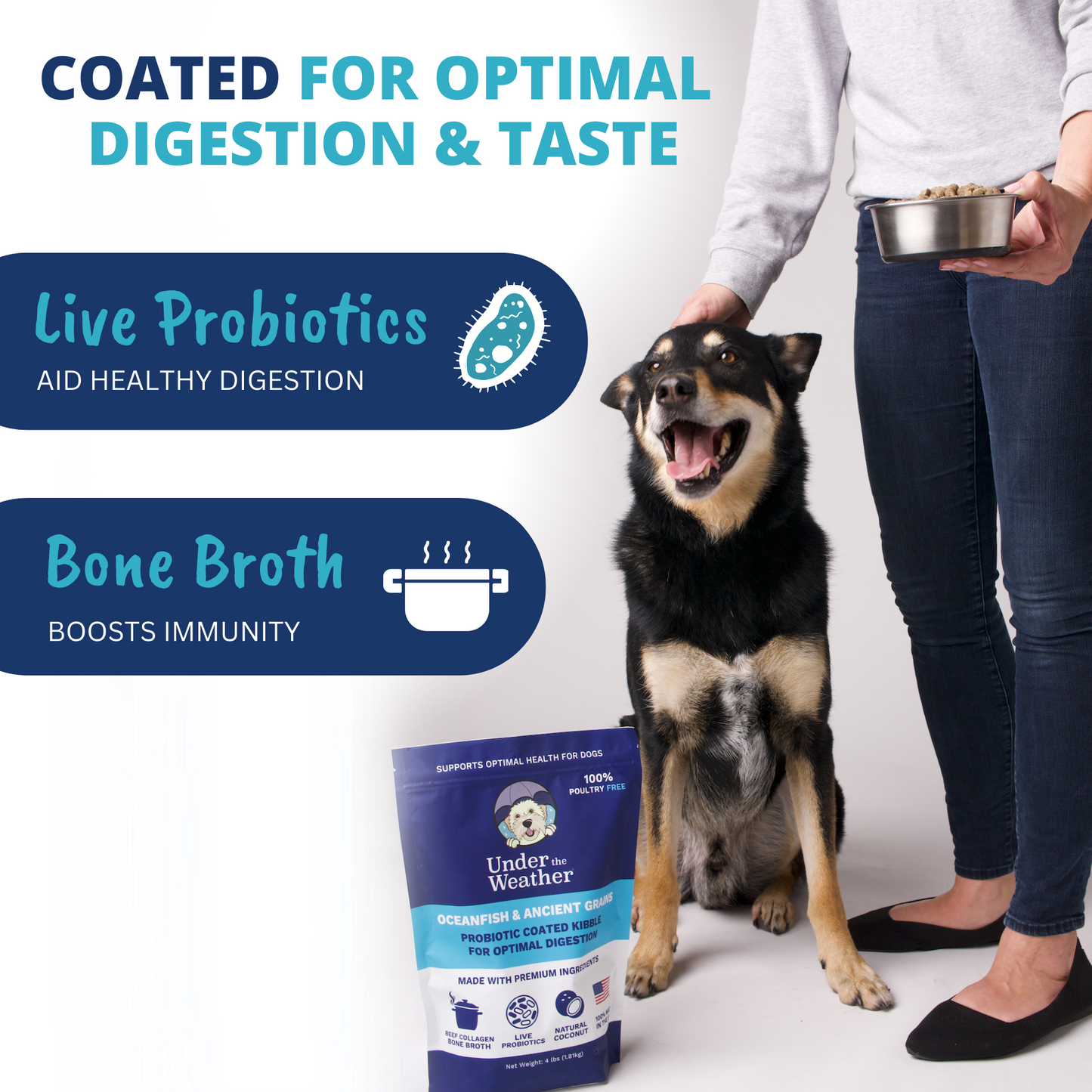 Probiotic & Bone Broth Coated Kibble For Dogs