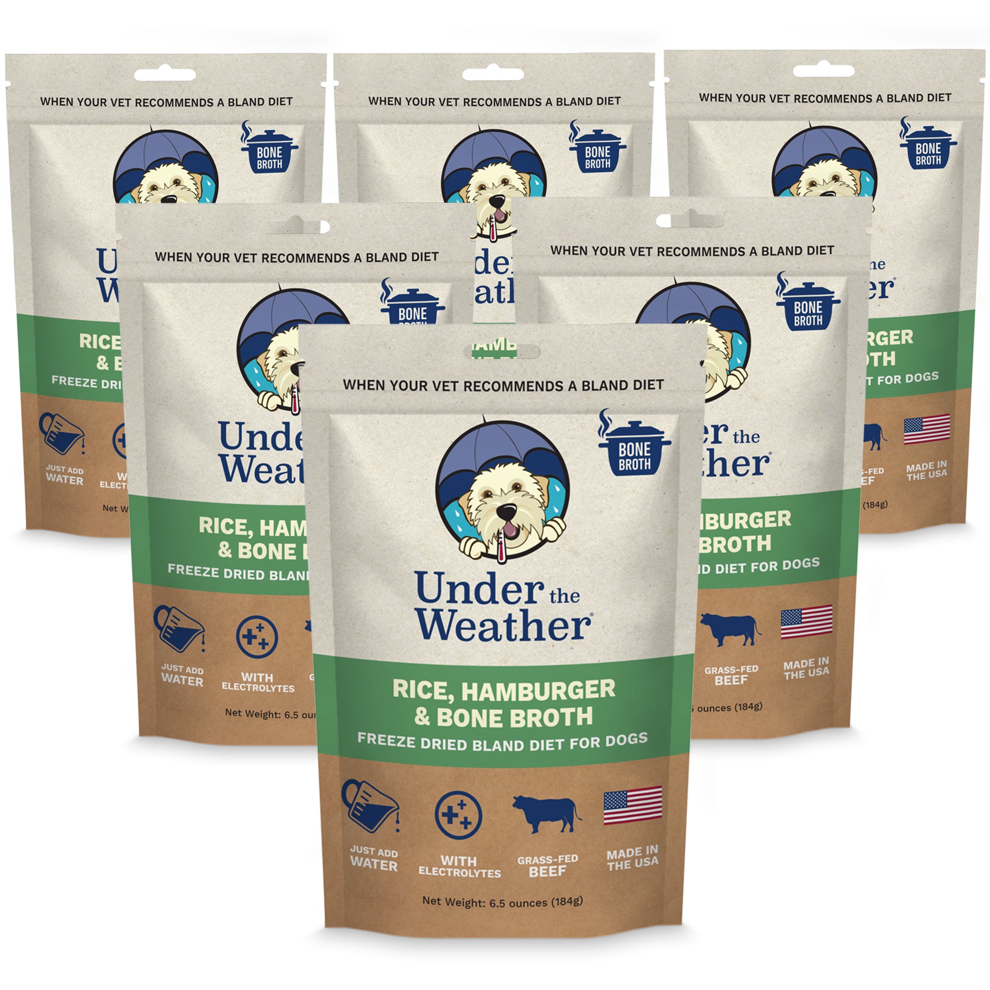Hamburger, Rice, & Bone Broth Bland Diet For Dogs - 6 Pack