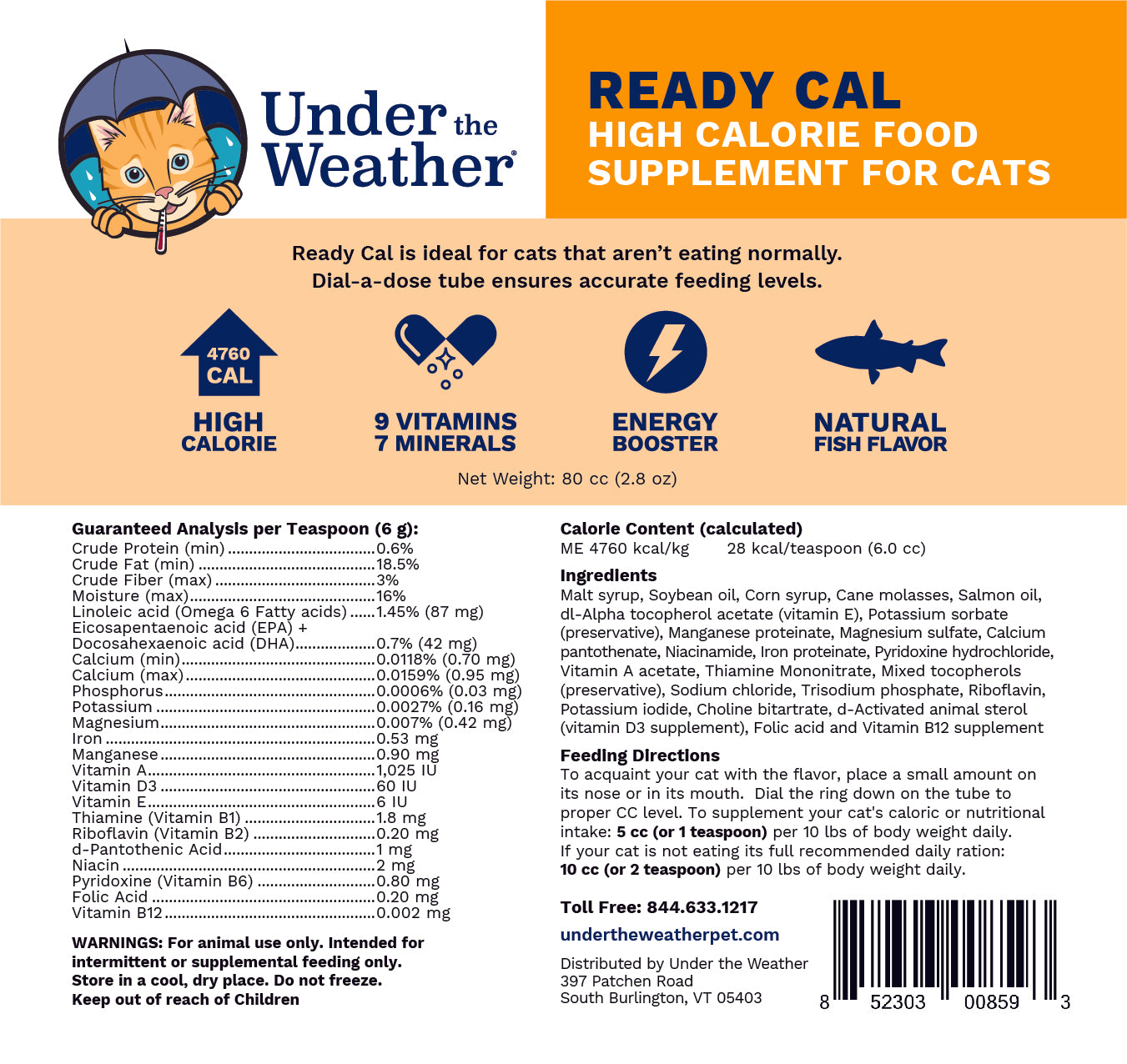 Ready Cal High-Calorie Supplement For Cats - 80cc - 2 Pack