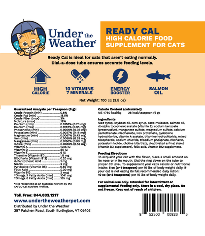 Ready Cal High Calorie Supplement For Cats 100cc Under the Weather
